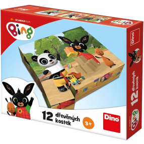 Dino - Drevené licenčné kocky Bing 12 kociek