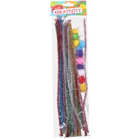 Kreatívny set 30ks (ženilky, POM POM)