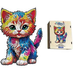 Drevené puzzle - Farebná mačka