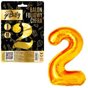Fóliový balónik Číslo 2 - zlatý 81 cm
