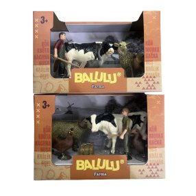 BALULU - Herný set Krava a hospodárske zvieratá s farmárom, 2 druhy