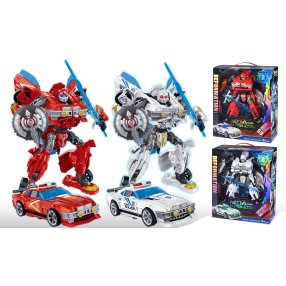 Transformačný robot 22 cm / hasičské auto Pioneer s mečom 25 cm