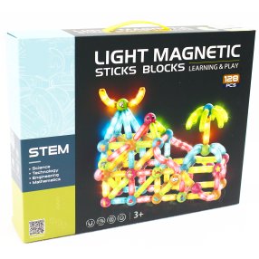 Magnetická svietiaca stavebnica 128 ks