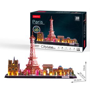 CubicFun - Puzzle 3D Paríž s LED svetlom - 115 dielikov