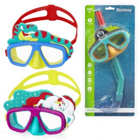 BESTWAY 24059 - Potápačská maska ​​so šnorchlom AquaPals od 3 rokov - 3 druhy