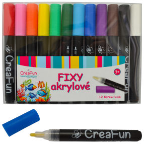CreaFun - Fixy akrylové 12 farieb