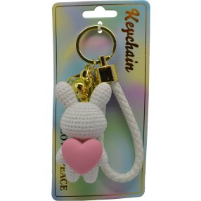 Keychain Prívesok na kľúče - Zajačik so srdcom