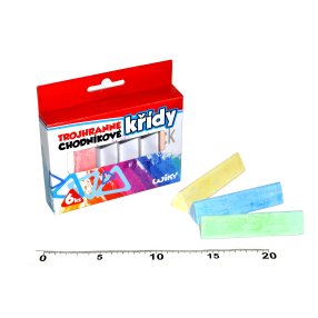 Kriedy chodníkové farebné 6ks trojhranné