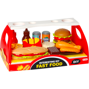 Sada fast food - hamburger a bageta s doplnkami