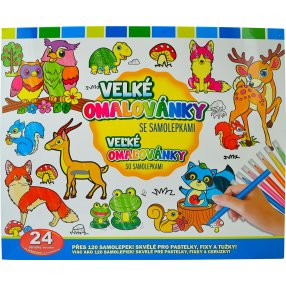 Veľké omaľovánky so samolepkami so zvieratami z lesa