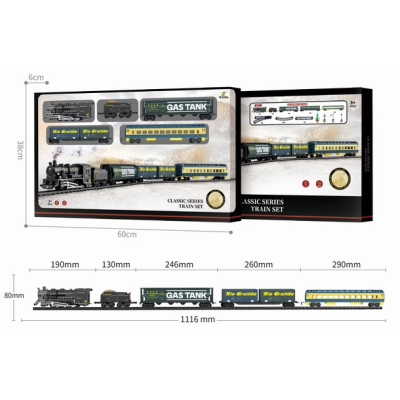 Set železnice  - Parní lokomotiva s vagóny a příslušenstvím