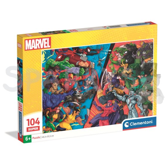 Clementoni - Puzzle 104 Super Marvel Hrdinovia vs. Záporáci                    