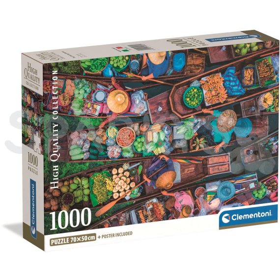Clementoni - Puzzle 1000 Thajský plávajúci trh                    