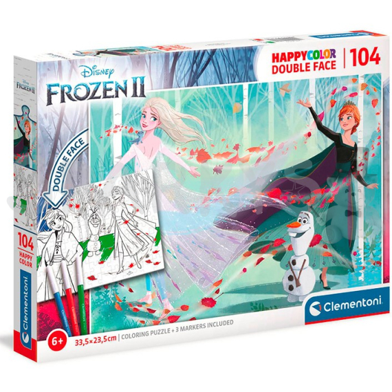 Clementoni - Puzzle 104 Double face colouring Frozen 2                    