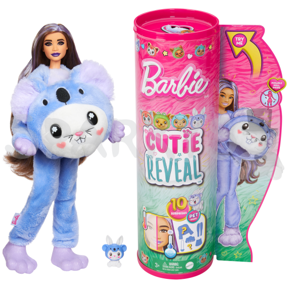 Barbie Cutie Reveal Barbie v kostýmu - Zajíček ve fialovém kostýmu koaly                    