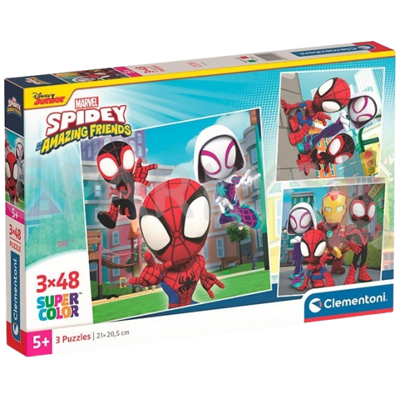 Clementoni - Puzzle 144 Spidey a jeho úžasní přátelé 3x48 dílků                    