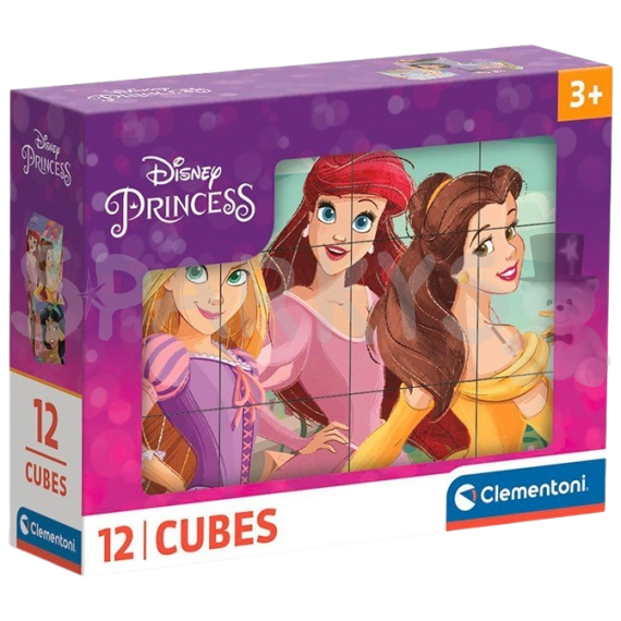 Clementoni - Obrázkové kostky - Disney princezny 12 kostek                    