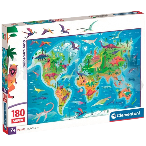 Clementoni - Puzzle 180 Dinosauří mapa                    