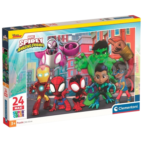 Clementoni - Puzzle 24 Spidey a jeho úžasní přátelé MAXI                    