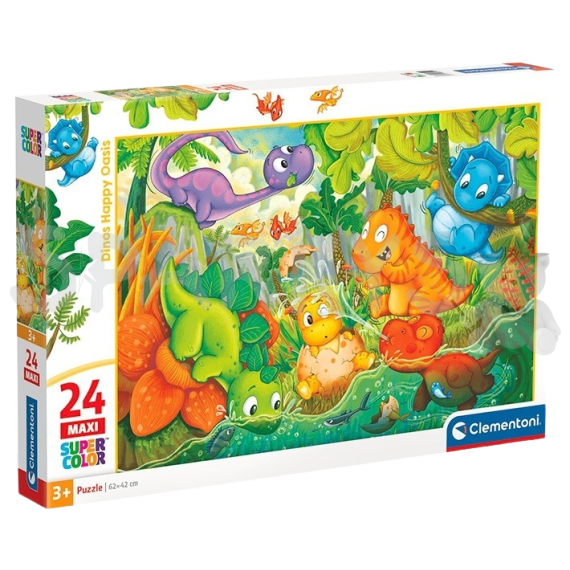 Clementoni - Puzzle 24 Šťastná oáza dinosaurů MAXI                    