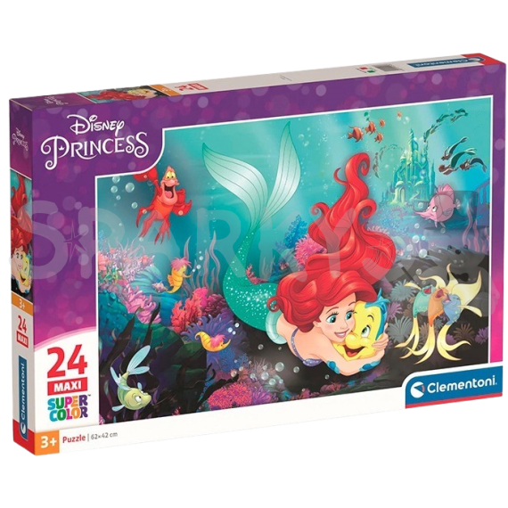 Clementoni - Puzzle 24 Disney princezny: Malá mořská víla MAXI                    