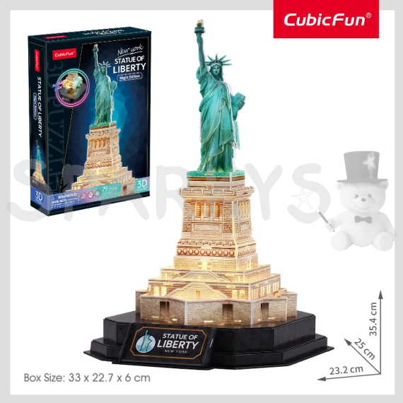 CubicFun - Puzzle 3D s LED Noční edice: Socha Svobody 79 dílků                    