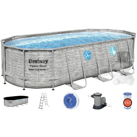 BESTWAY 56716 - Bazén s konštrukciou Stone Swim Vista 549 x 274 x 122cm + kartušová filtrácia                    