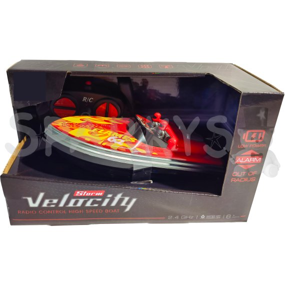 R/C Rýchlostný Čln Velocity 1:16 2.4 GHz - Červený Plameň                    