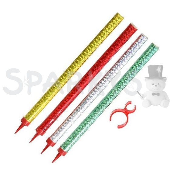 PÁRTY FONTÁNA na tortu 24 cm + držiak na fľašu - 4 ks - farebná                    