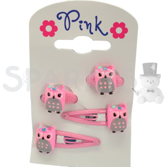PINK - Veľká sada sponky a gumičky do vlasov SOVA                    