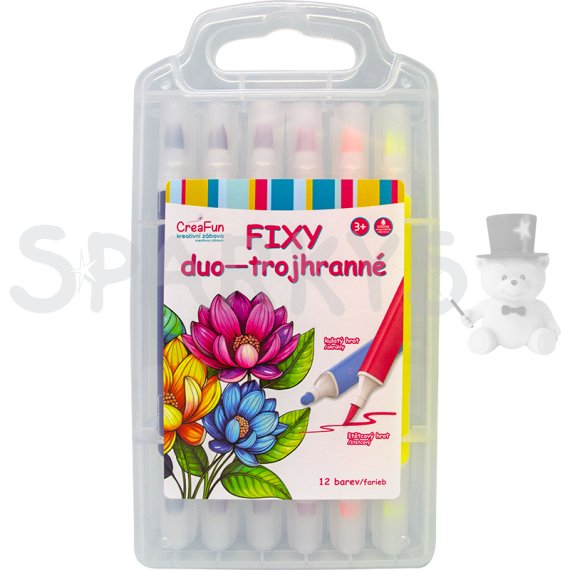 CreaFun - FIXY DUO trojhranné 12 farieb                    