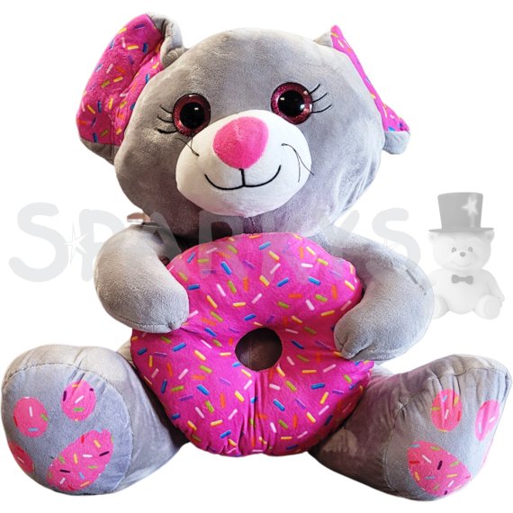 Myš s donutom šedá 25 cm                    