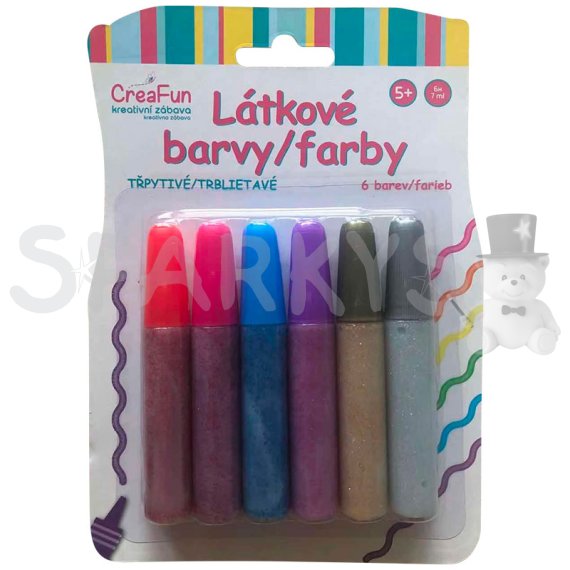 CreaFun - Látkové farby - sada trblietky 6 (42ml)                    