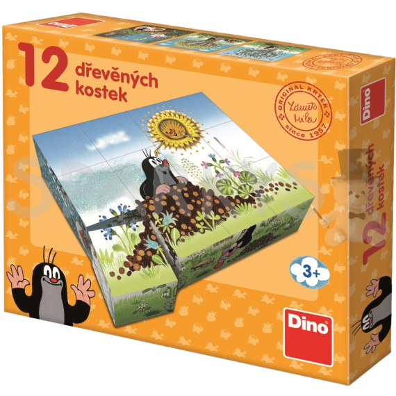 Dino - Drevené kocky Krtkov rok 12 kociek                    