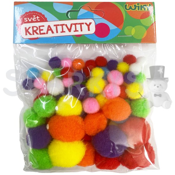 Pom pom mix veľkostí, 80ks                    