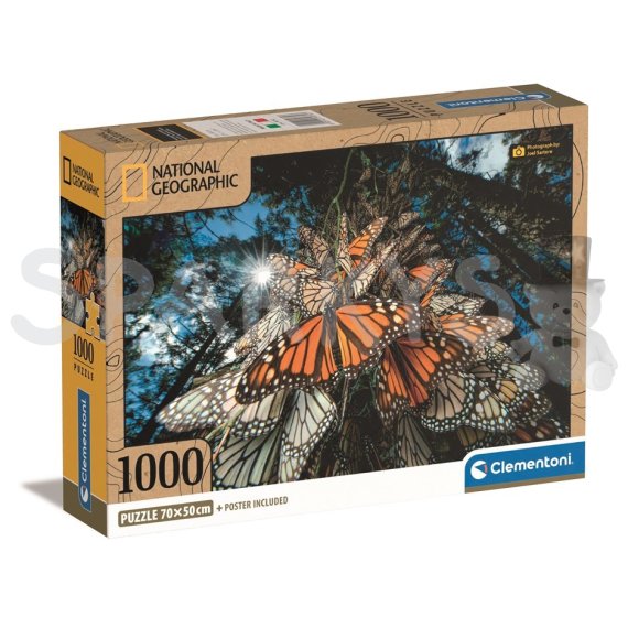 Clementoni - Puzzle 1000 Compact nat geo monarch butterflies                    