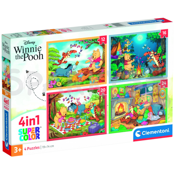 Clementoni - Puzzle 4v1 Disney Macko Pú (12+16+20+24 dielikov)                    