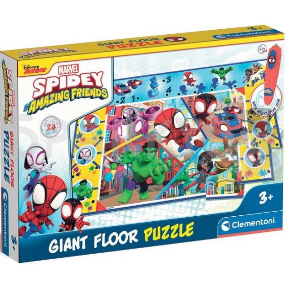 Clementoni - Podlahové puzzle s interaktívnym perom Spidey a jeho úžasní                    