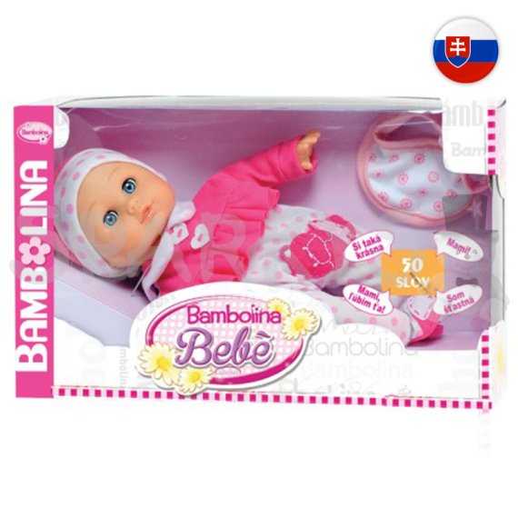 Bábika Bambolina Bebe 34 cm s 50 slovenskými slovami SK                    