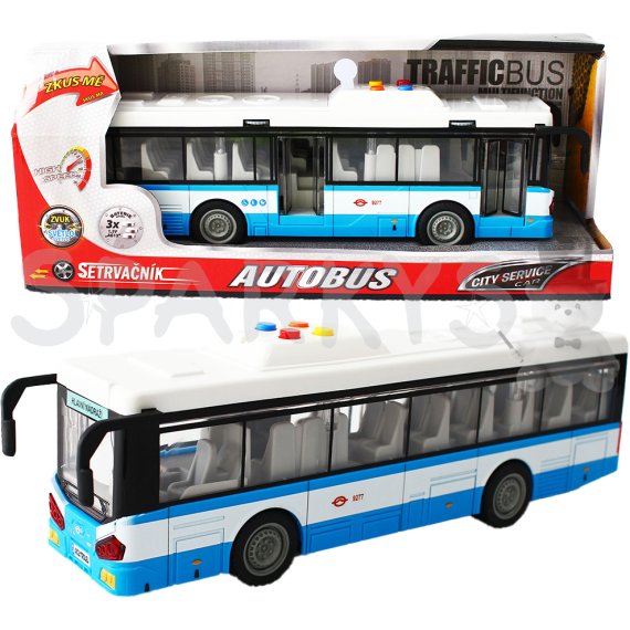 Mestský autobus na zotrvačník s osvetlením a zvukom - modrý                    
