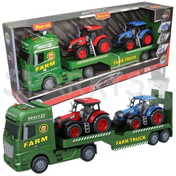 CITY SERVICE CAR - 1:12 Farmársky ťahač s vlekom a 2 traktory                    