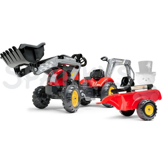 FALK Šliapací traktor Vintage 2058N s lyžicou, bagrom a prívesom - červený                    