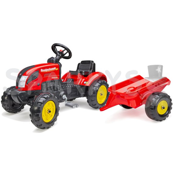 FALK Šliapací traktor 2058L Country Farmer s prívesom - červený                    
