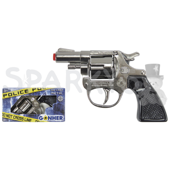 Policejní revolver kovový stříbrný 8 ran                    