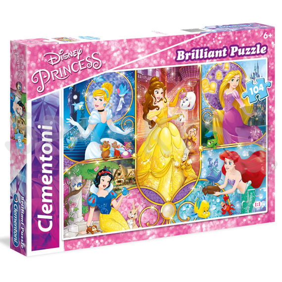 Clementoni - Puzzle Briliant 104 Princezny                    