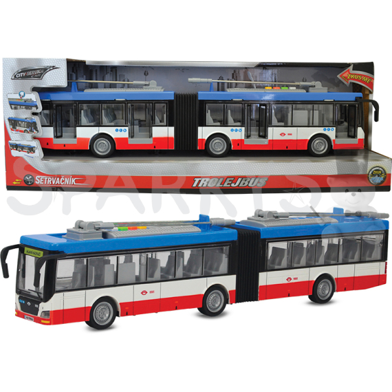 CITY SERVICE CAR - 1:16 Trolejbus kloubový červeno-modrý                    