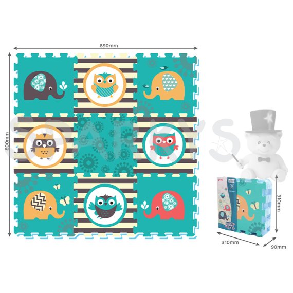 Penové puzzle Slony a sovy 9 ks                    
