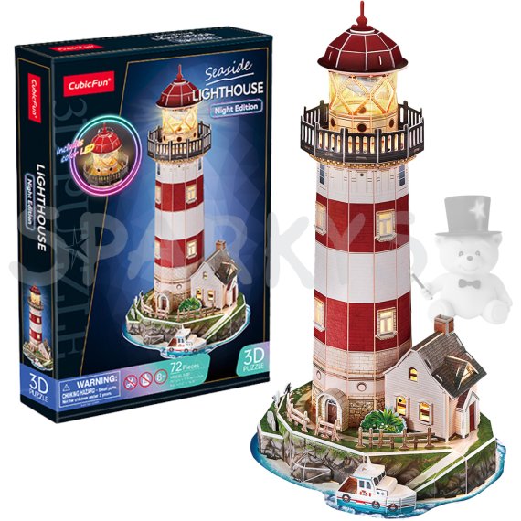 CubicFun - Puzzle 3D s LED Nočná edícia: Maják 72 dielikov                    