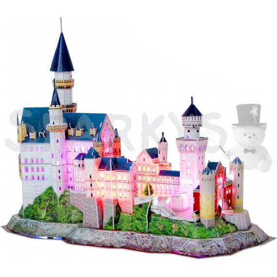 CubicFun - Puzzle 3D Zámok Neuschwanstein s LED svetlom - 128 dielikov                    