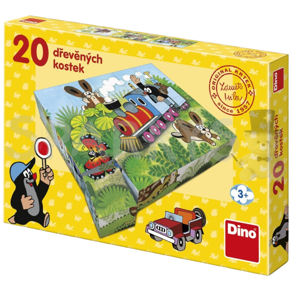 Dino - Drevené kocky Krtko a dopravné prostriedky 20 kociek                    
